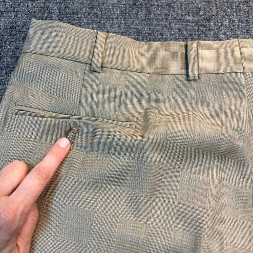 Vintage Brooks Brothers Tan Plaid Wool Suit Mens 42R 2 Piece Set Blazer Pants